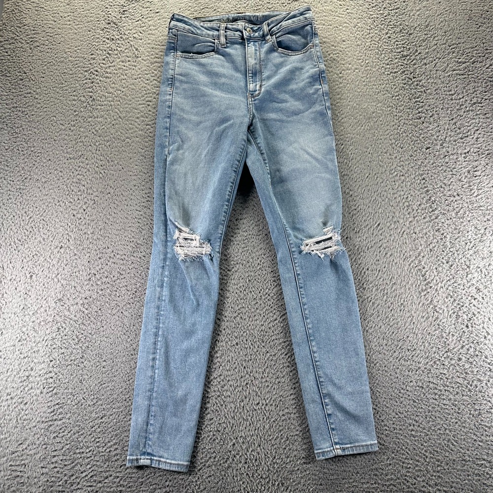 American Eagle Outfitters Jeans Womens 6 Blue Denim Jegging High-Rise Distressed
